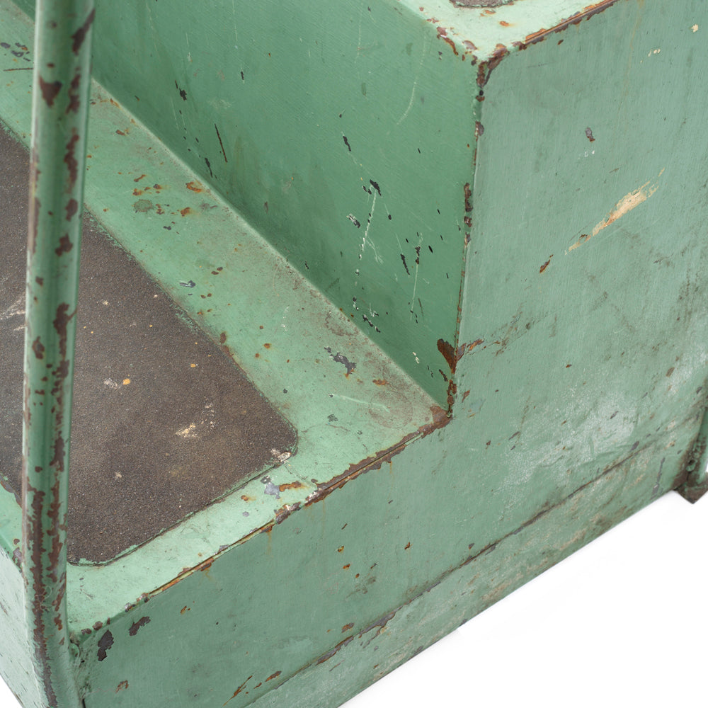 Rustic Green Metal Step Ladder
