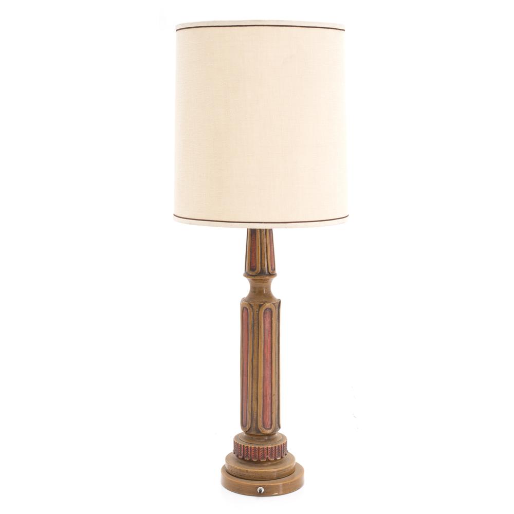 Carved Wood Lamp