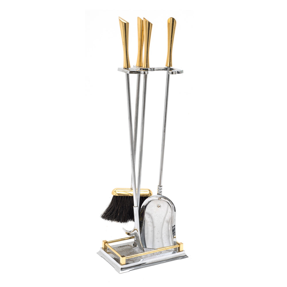 Silver + Gold Fireplace Tools Set