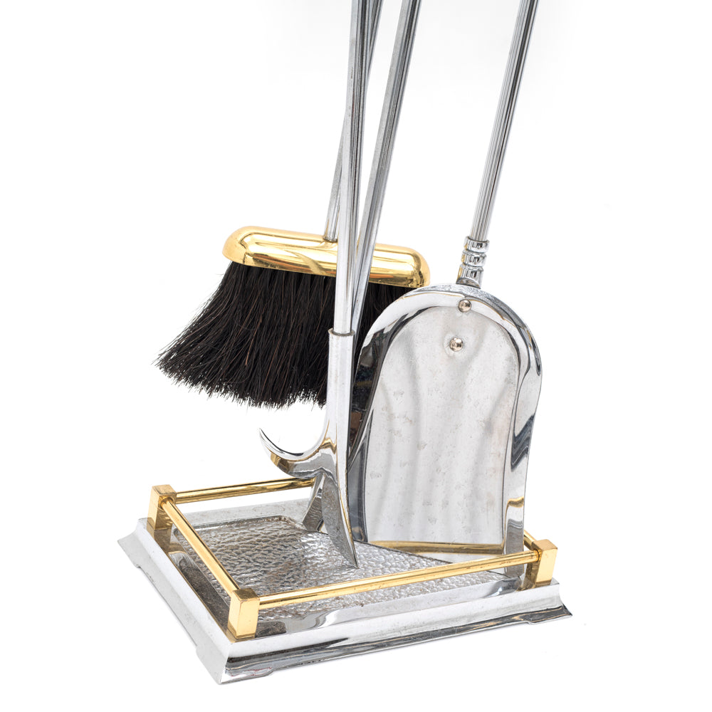 Silver + Gold Fireplace Tools Set