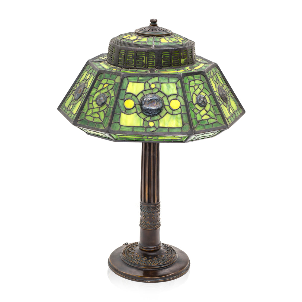 Green Leaded Stained Glass Lamp