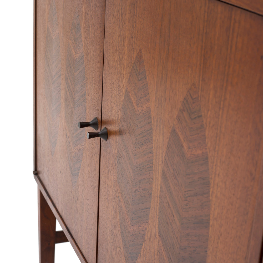 Modern Wood Leaf Inlay Credenza