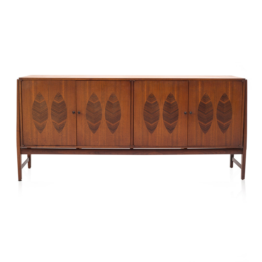 Modern Wood Leaf Inlay Credenza