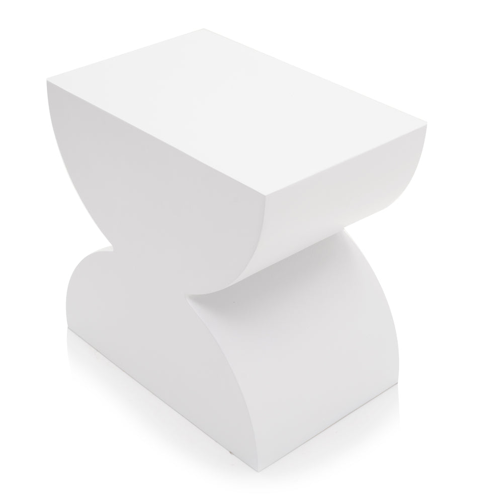 White Short Flat Hourglass Pedestal