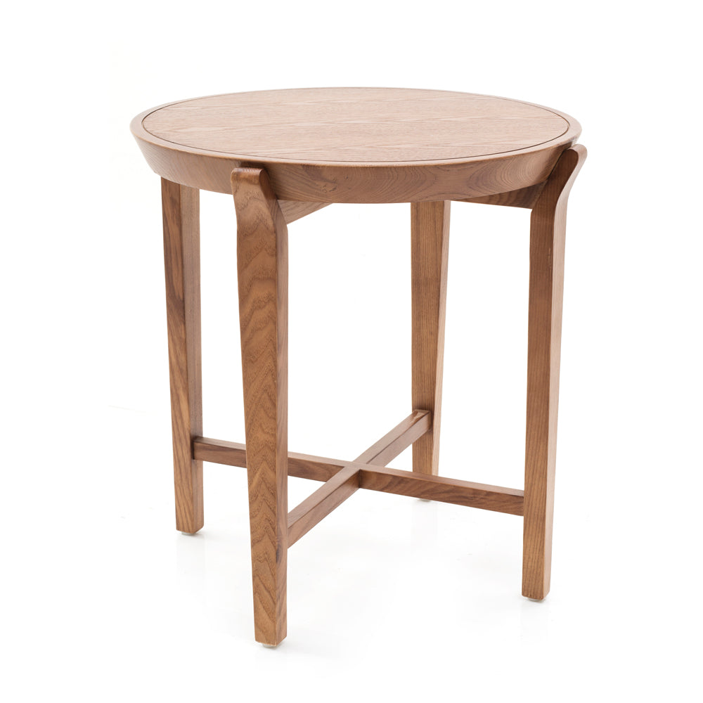 Wood Round Top Contemporary Side Table
