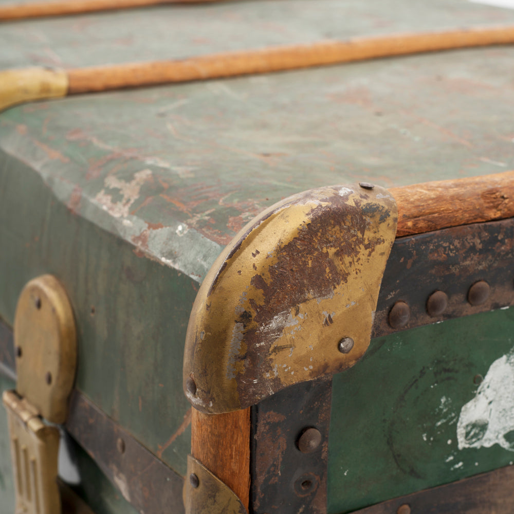 Huge Green and Gold Steamer Trunk