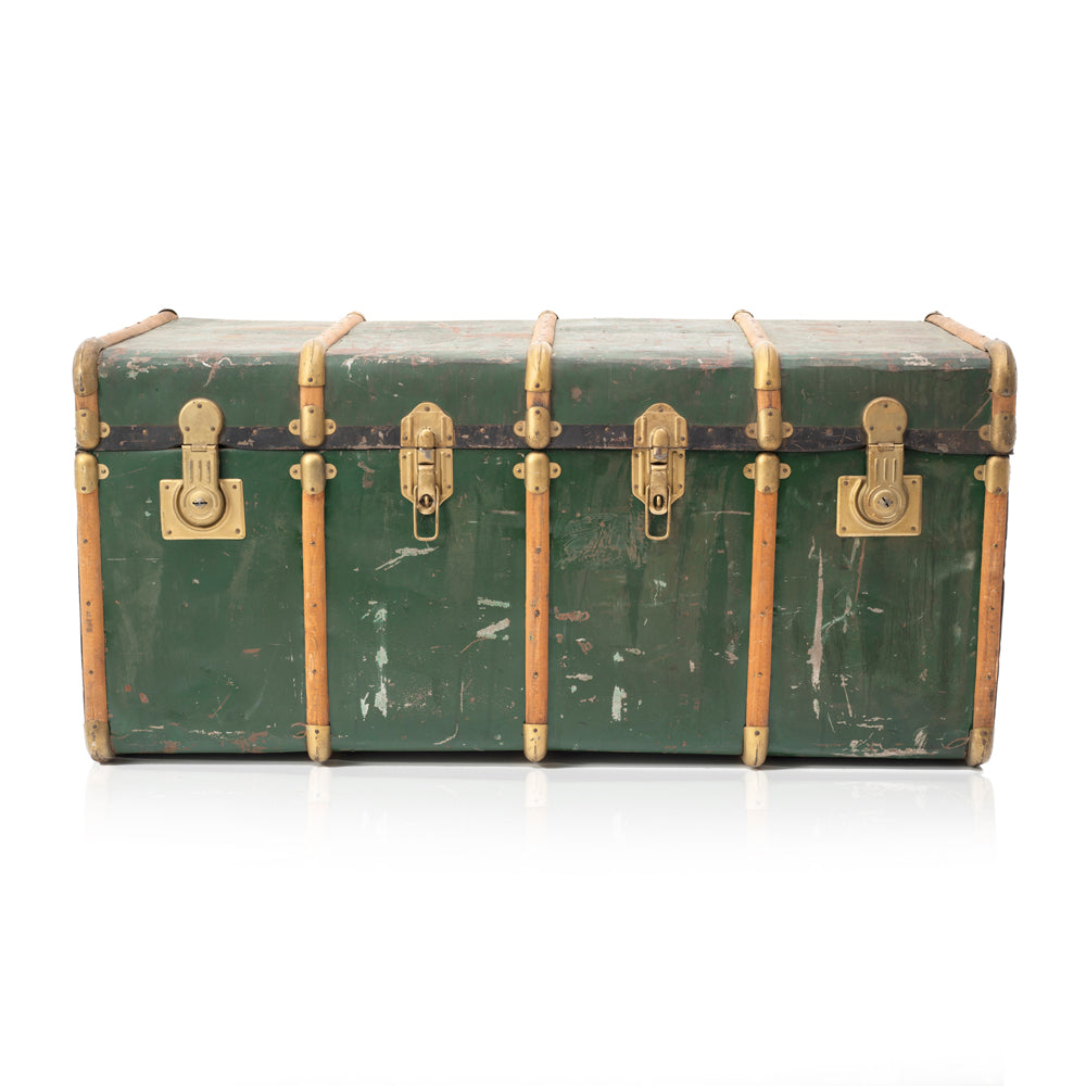 Huge Green and Gold Steamer Trunk