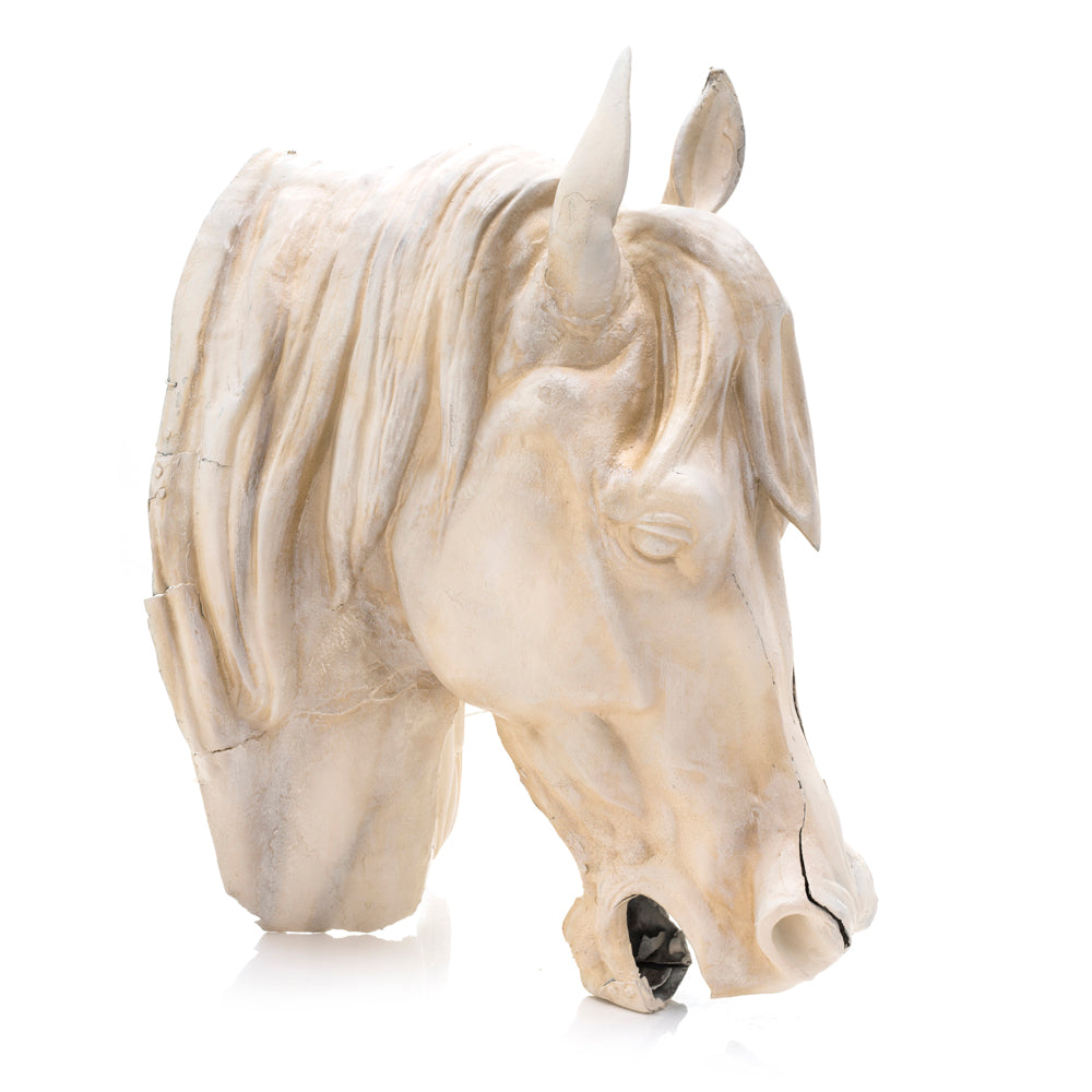 White Ceramic Horse Head Wall Sculpture