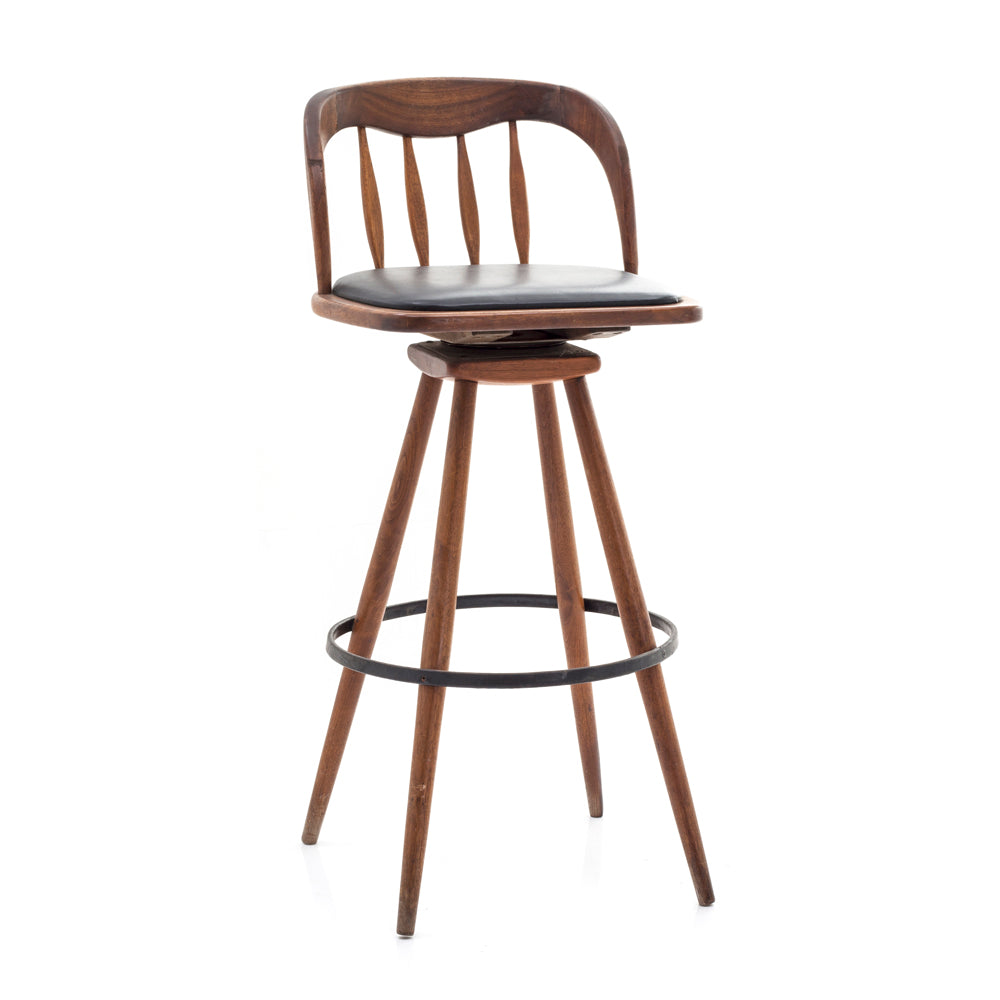 Wood and Leather Bar Stool