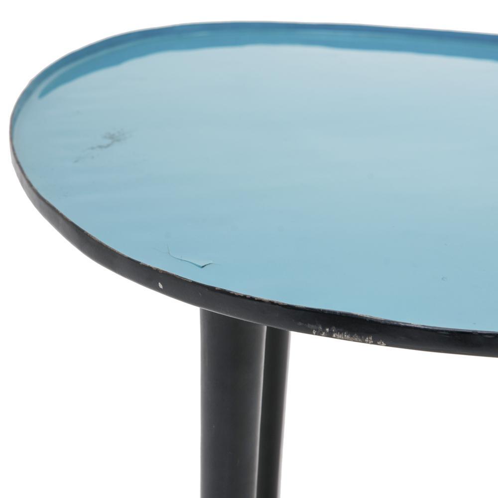 Blue & Black Mid Century Metal End Table
