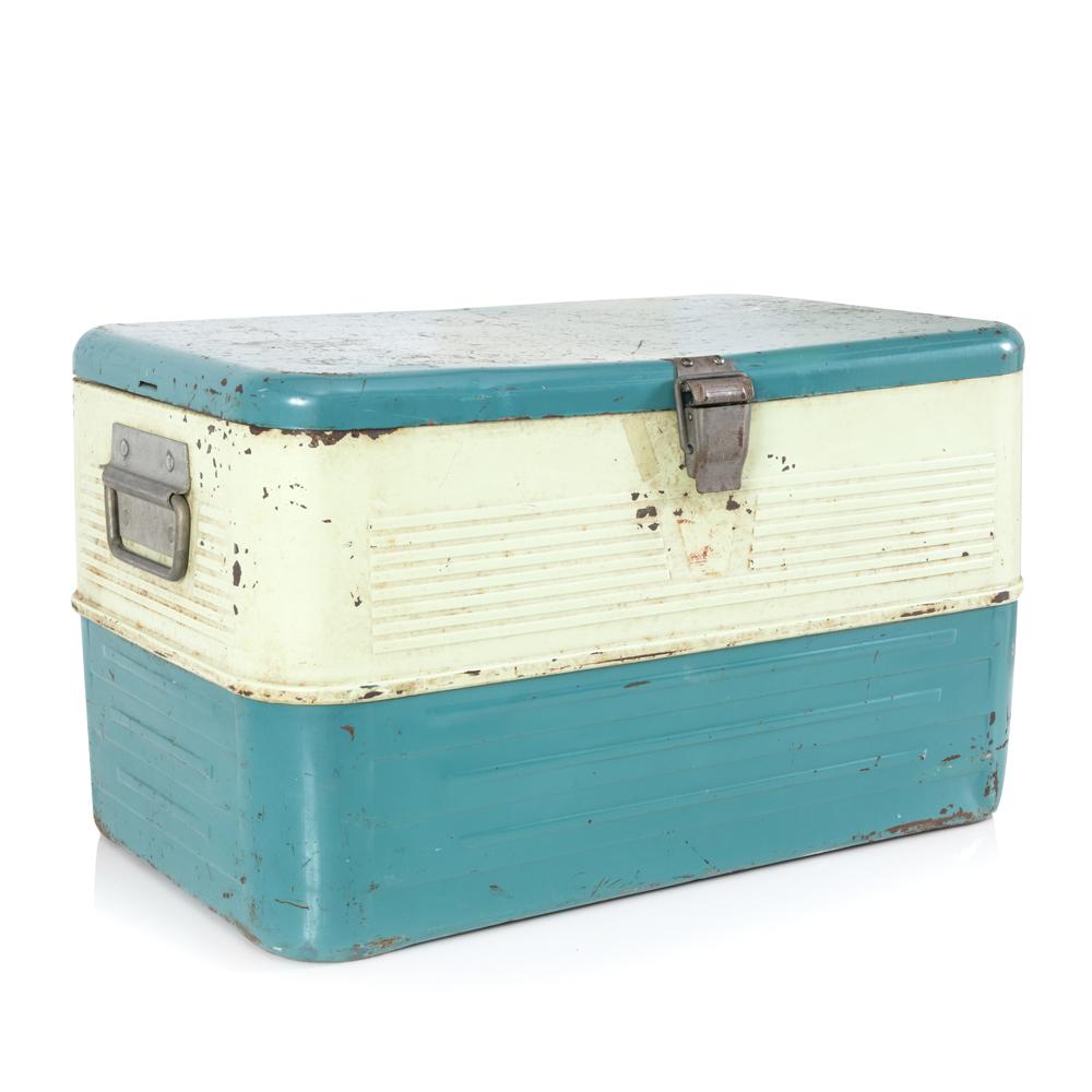Rustic Turquoise and White Metal Cooler