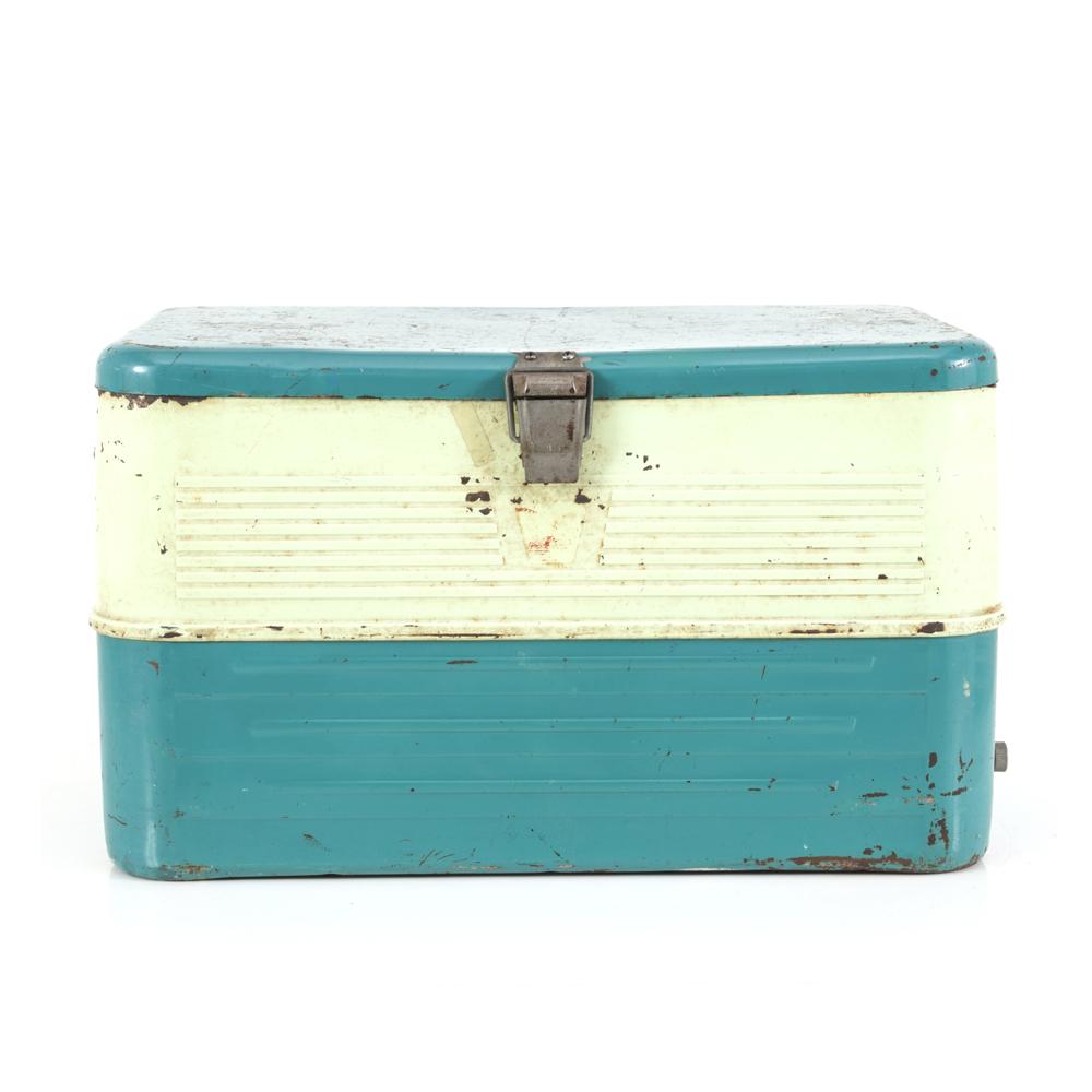 Rustic Turquoise and White Metal Cooler