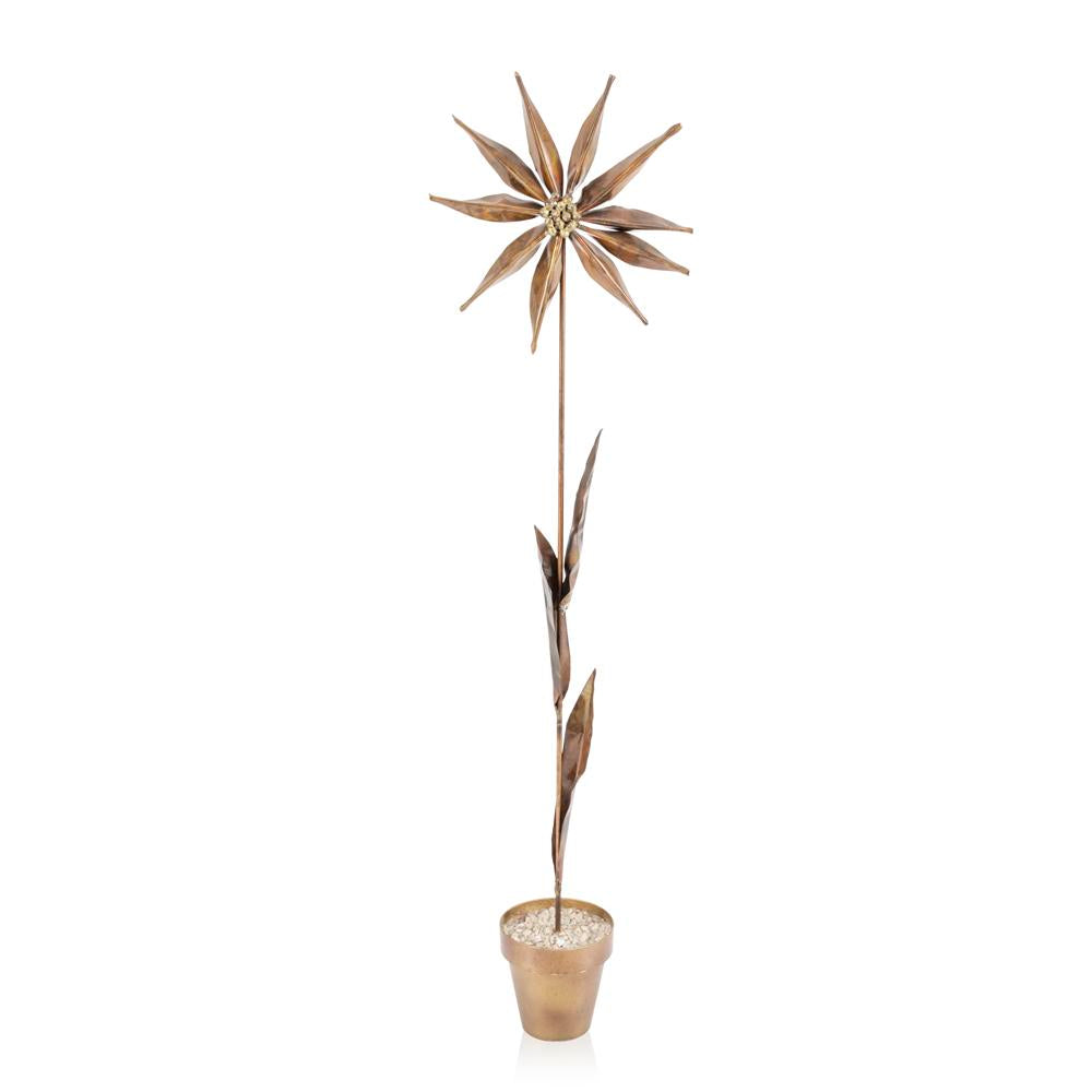 Brass Daisy in Pot Sculpture