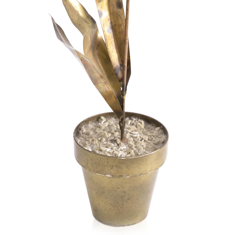 Brass Sunflower in Pot Sculpture