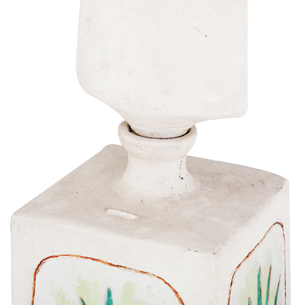 White Bottle Decanter with Painted Agave