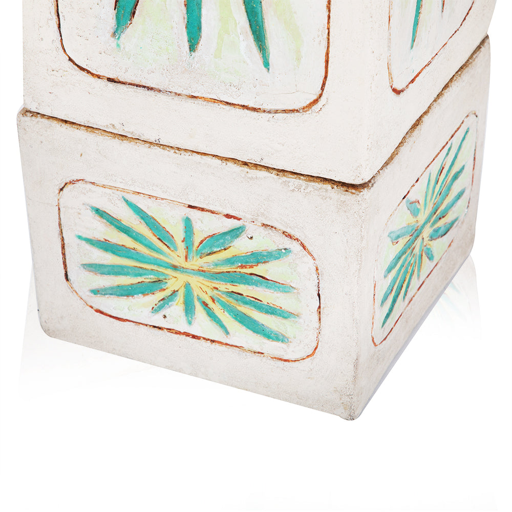 White Bottle Decanter with Painted Agave