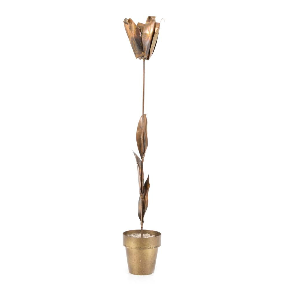 Brass Tulip in Pot Sculpture