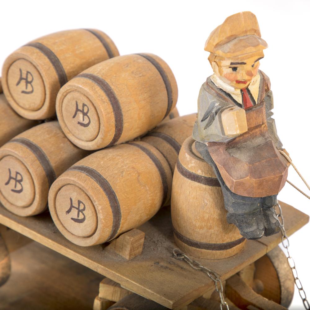 Wood Carved Man on Cart Sculpture
