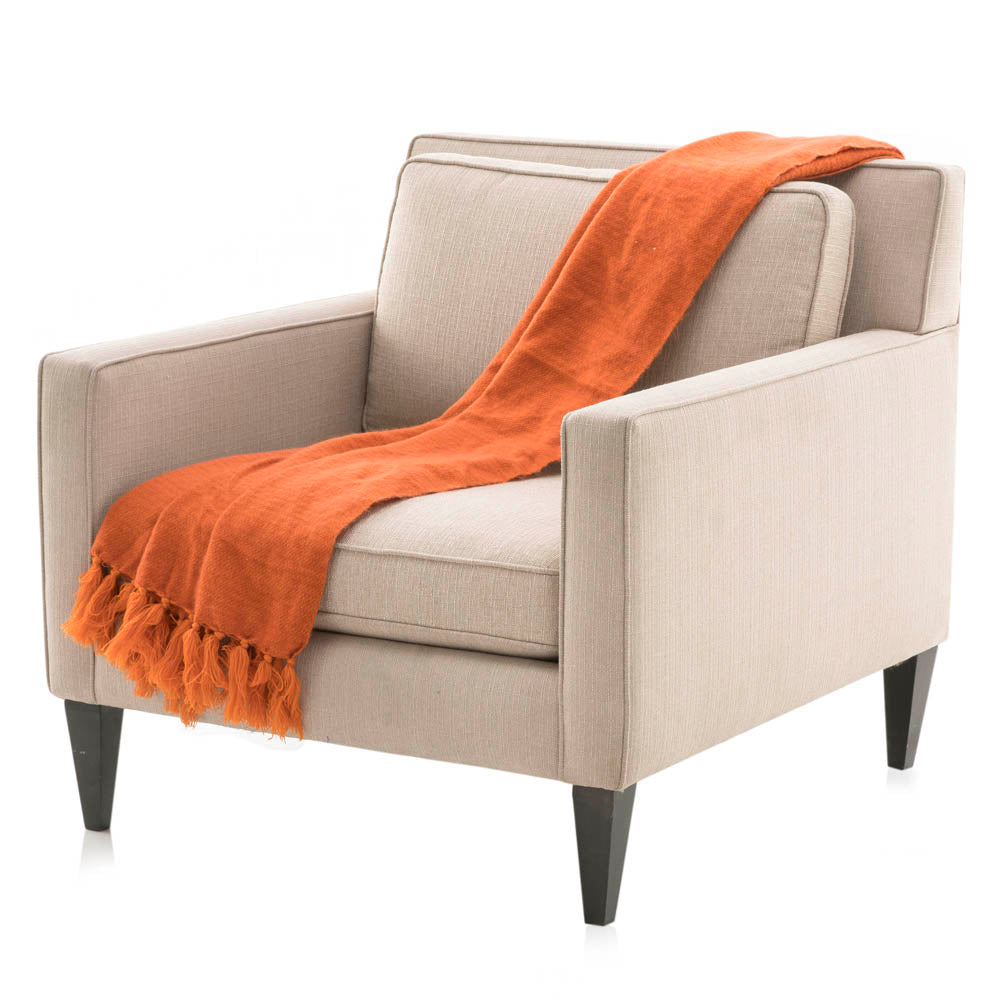 Soft Orange Throw with Tassels