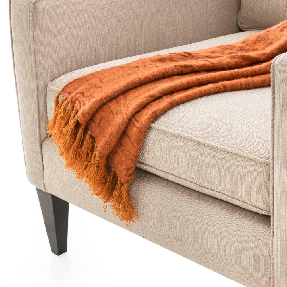 Orange Textured Throw with Tassles