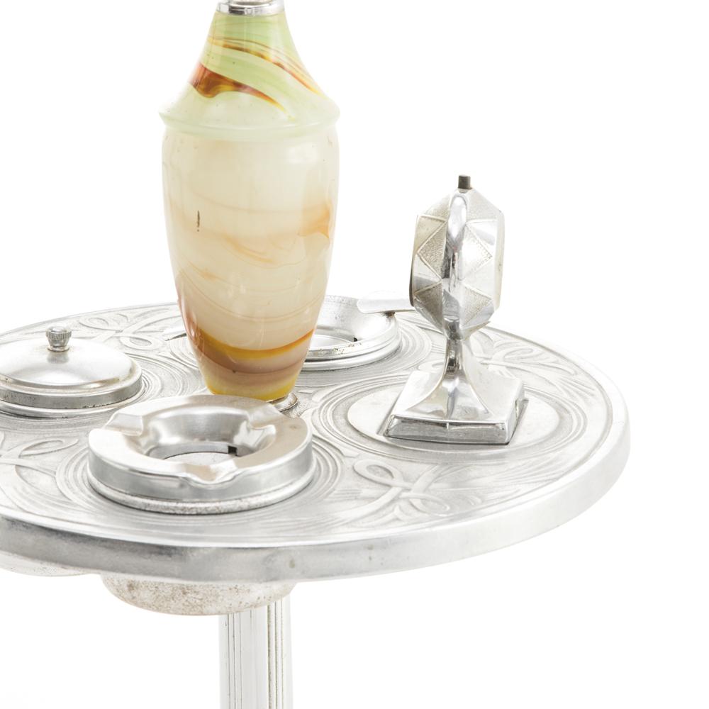 Marbled Glass & Chrome Standing Ashtray