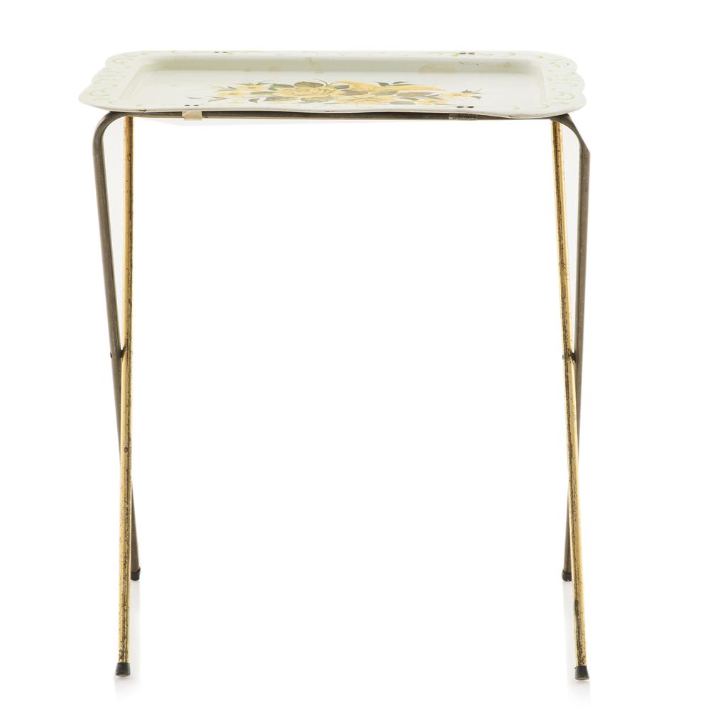 White Floral Tray Table