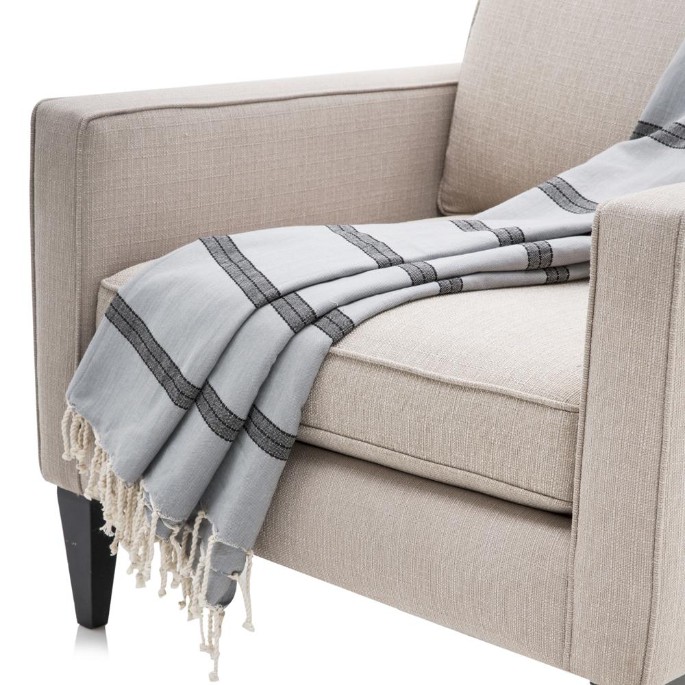 Light Blue/Black Tassel Throw