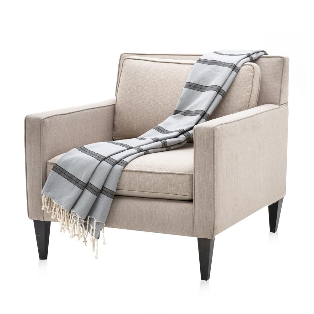 Light Blue/Black Tassel Throw