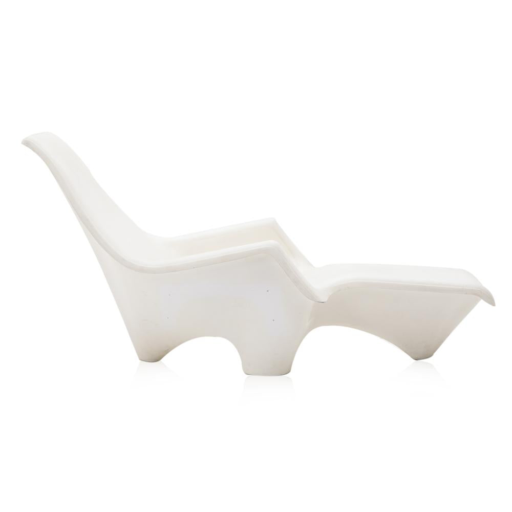 White Fiberglass Outdoor Chaise Lounger