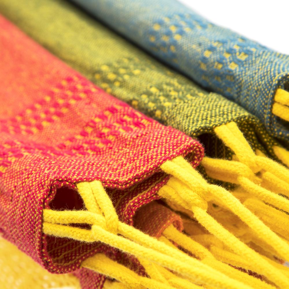 Colorful Bohemian Hammock with Yellow Fringe