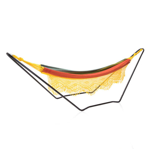Colorful Bohemian Hammock with Yellow Fringe