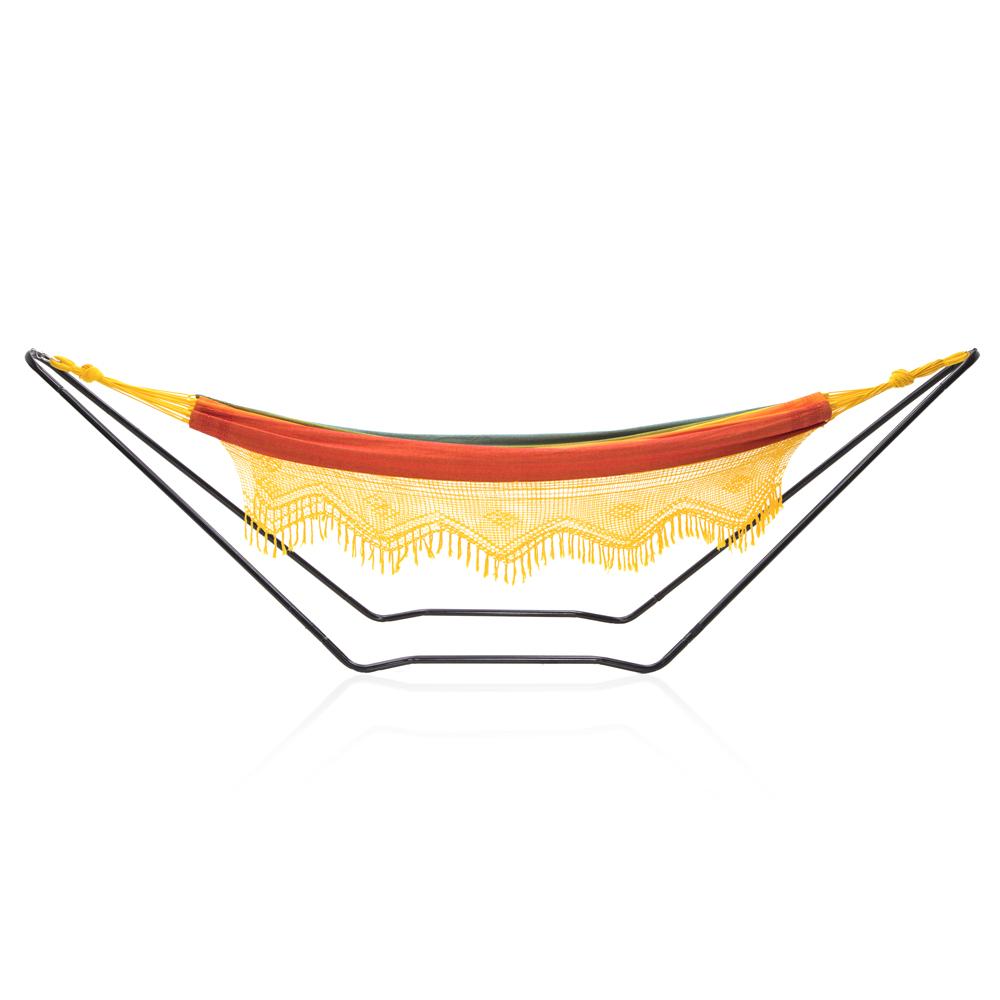 Colorful Bohemian Hammock with Yellow Fringe