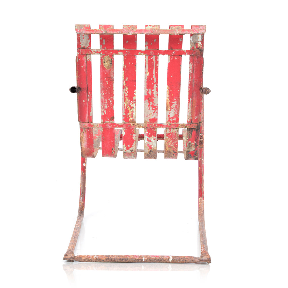 Rustic Red Metal Slat Back Chair