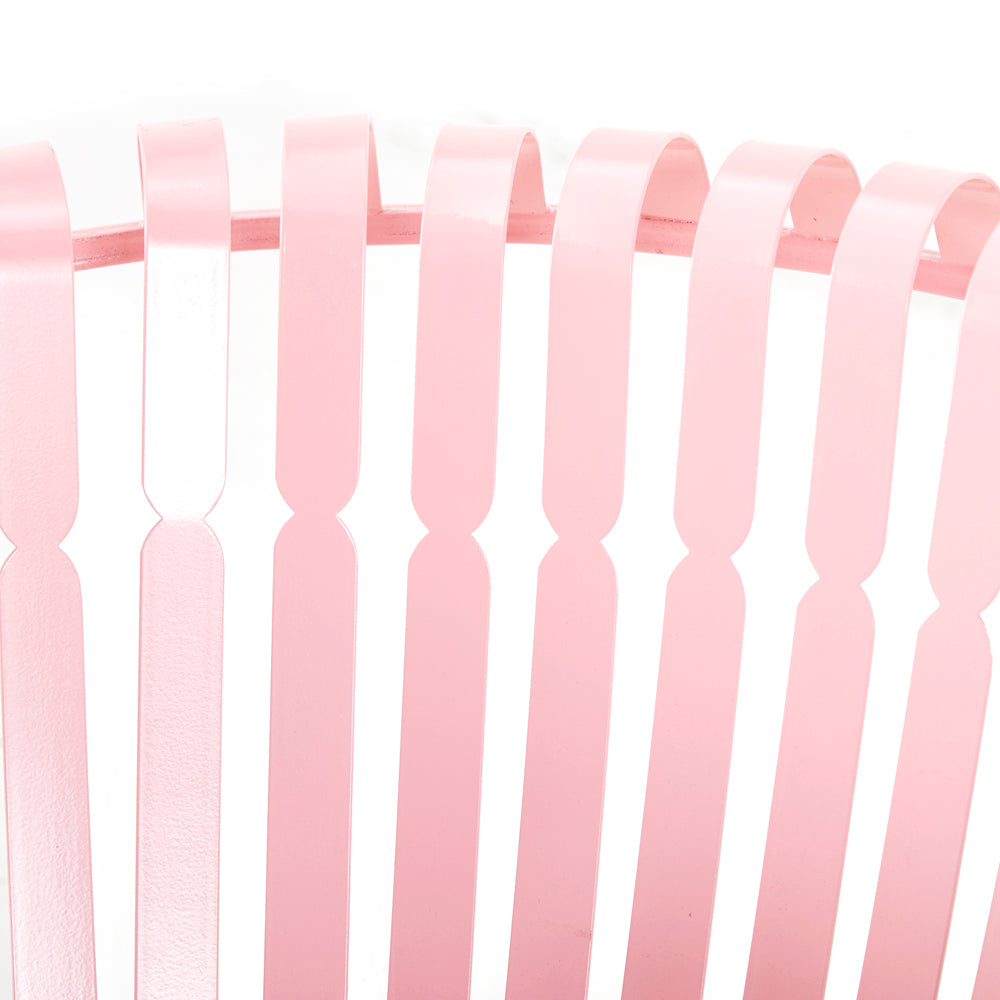 Pink Metal Slat Outdoor Arm Chair