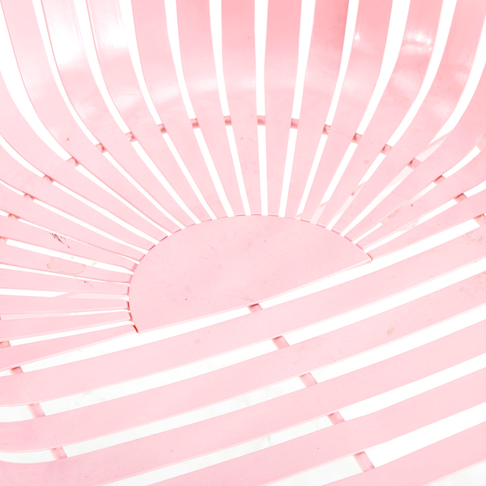 Pink Metal Slat Outdoor Arm Chair