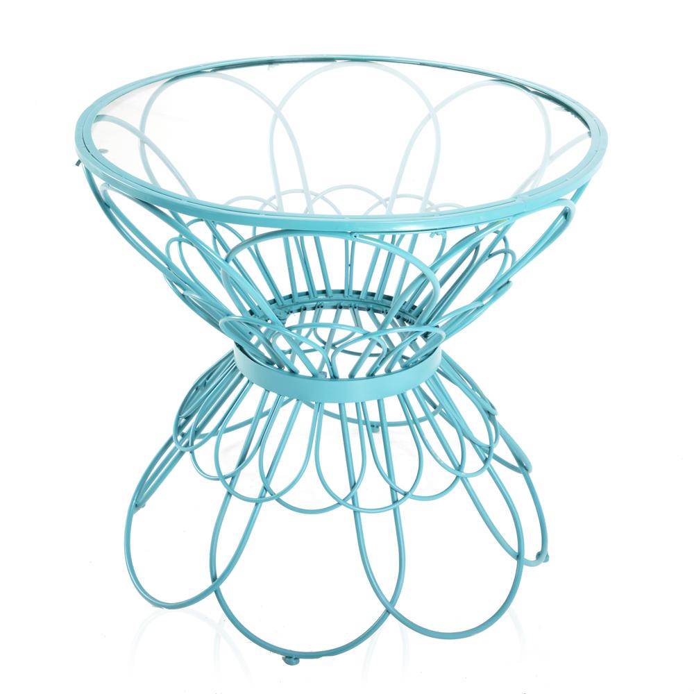 Turquoise & Glass Outdoor Table