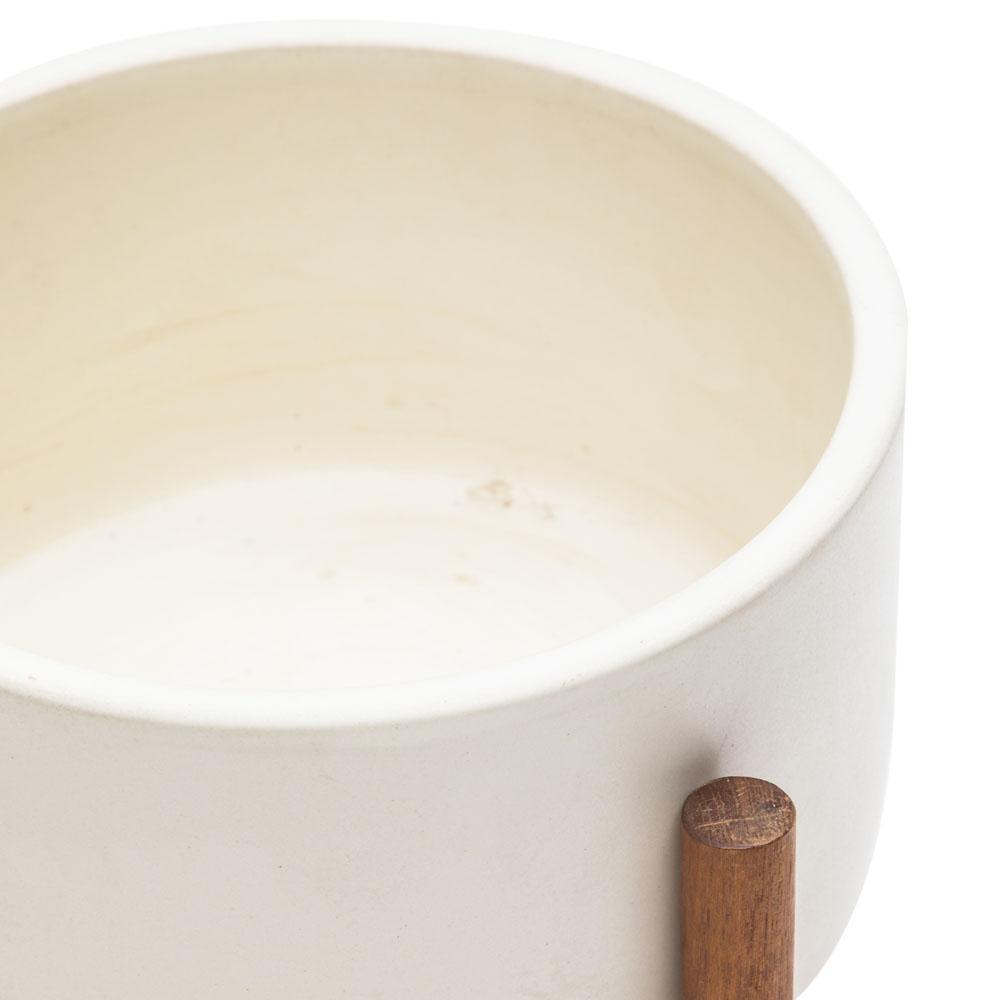 Case Study Table Top Cylinder with Wood Stand - White