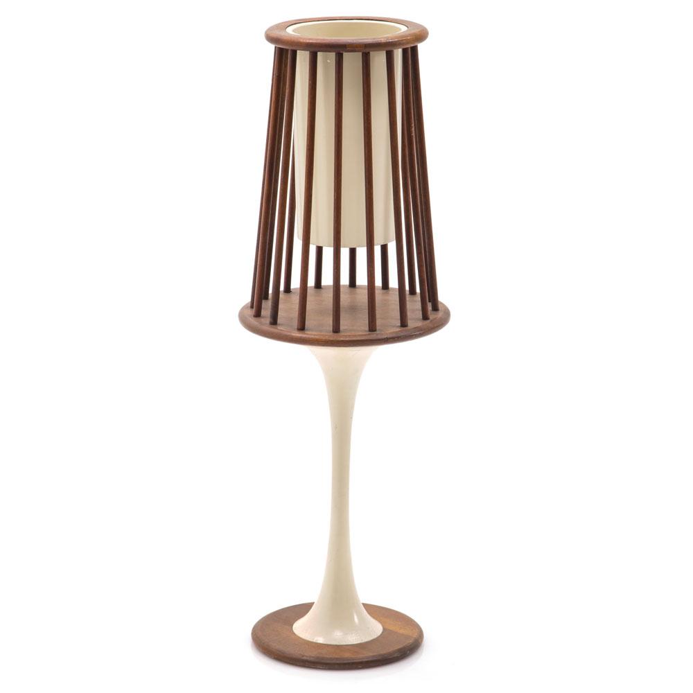 Cream and Wood Peg Planter - Tall