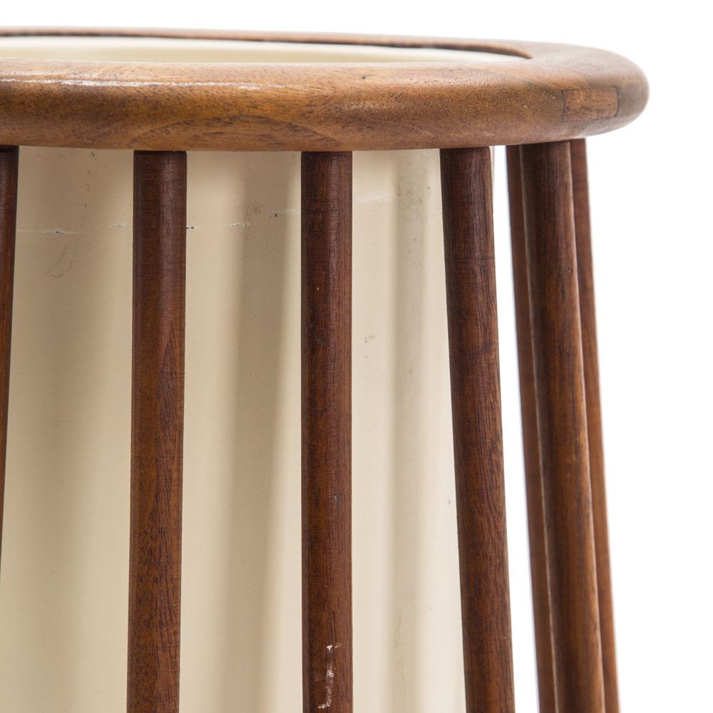 Cream and Wood Peg Planter - Tall