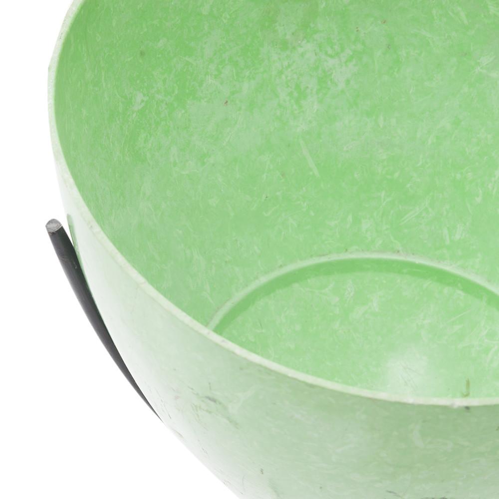 Green Fiberglass Pot with Black Metal Stand