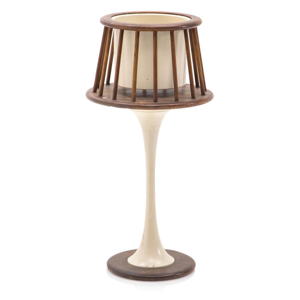 Cream and Wood Peg Planter - Short