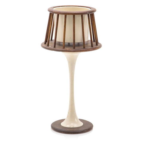 Cream and Wood Peg Planter - Short
