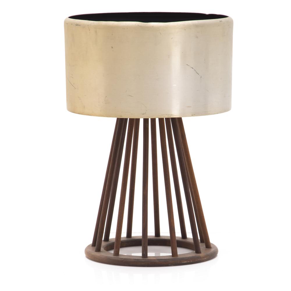 Aluminum Cylinder Planter on Wood Slat Base
