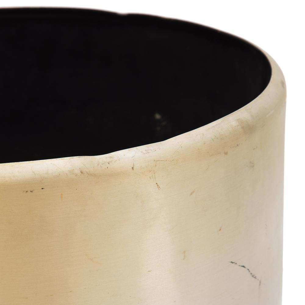Aluminum Cylinder Planter on Wood Slat Base