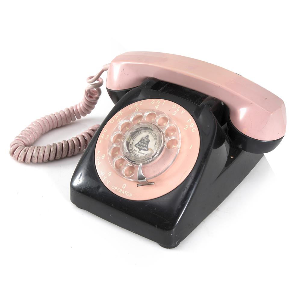 Black and Pink Rotary Phone