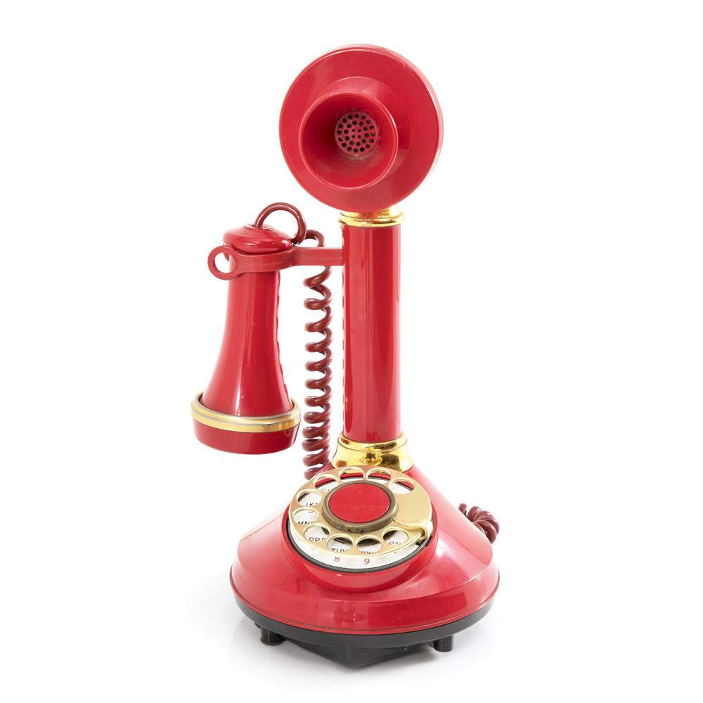 Red Plastic Candlestick Phone