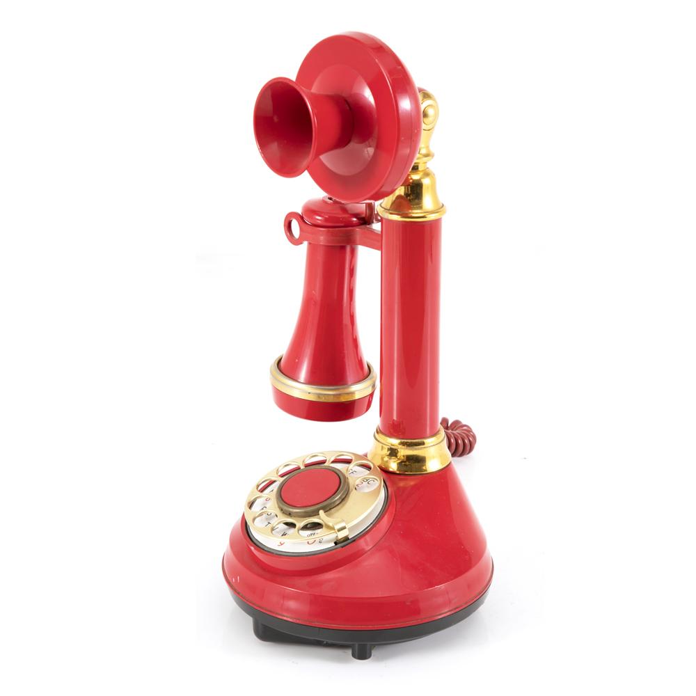 Red Plastic Candlestick Phone