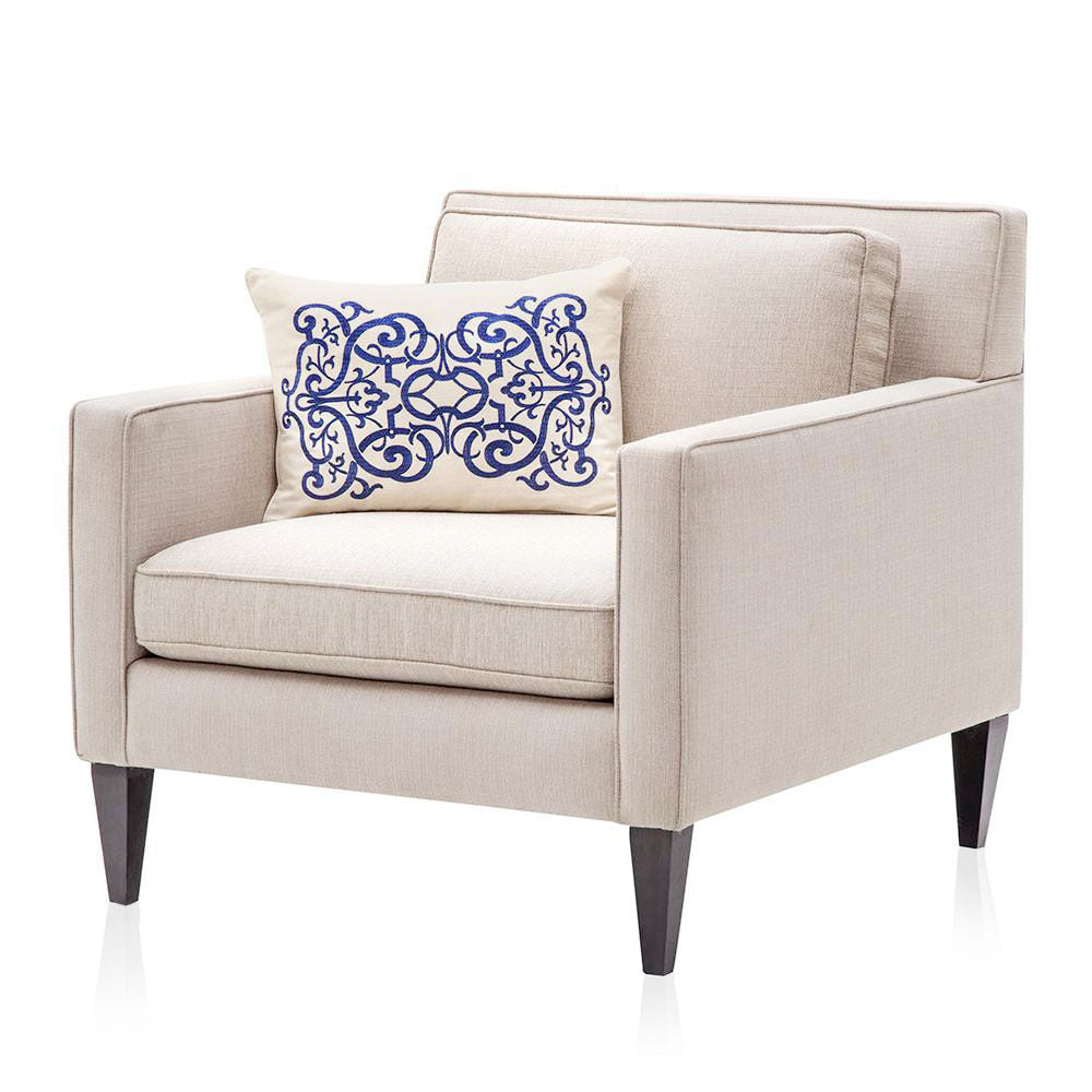 Cream Blue Swirl Pillow