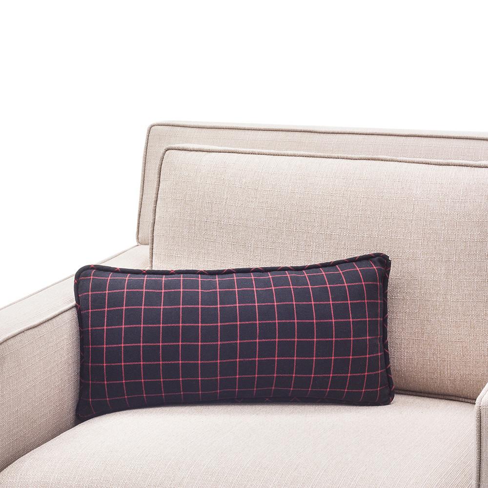 Charcoal Black Pillow with Red Grid Liines