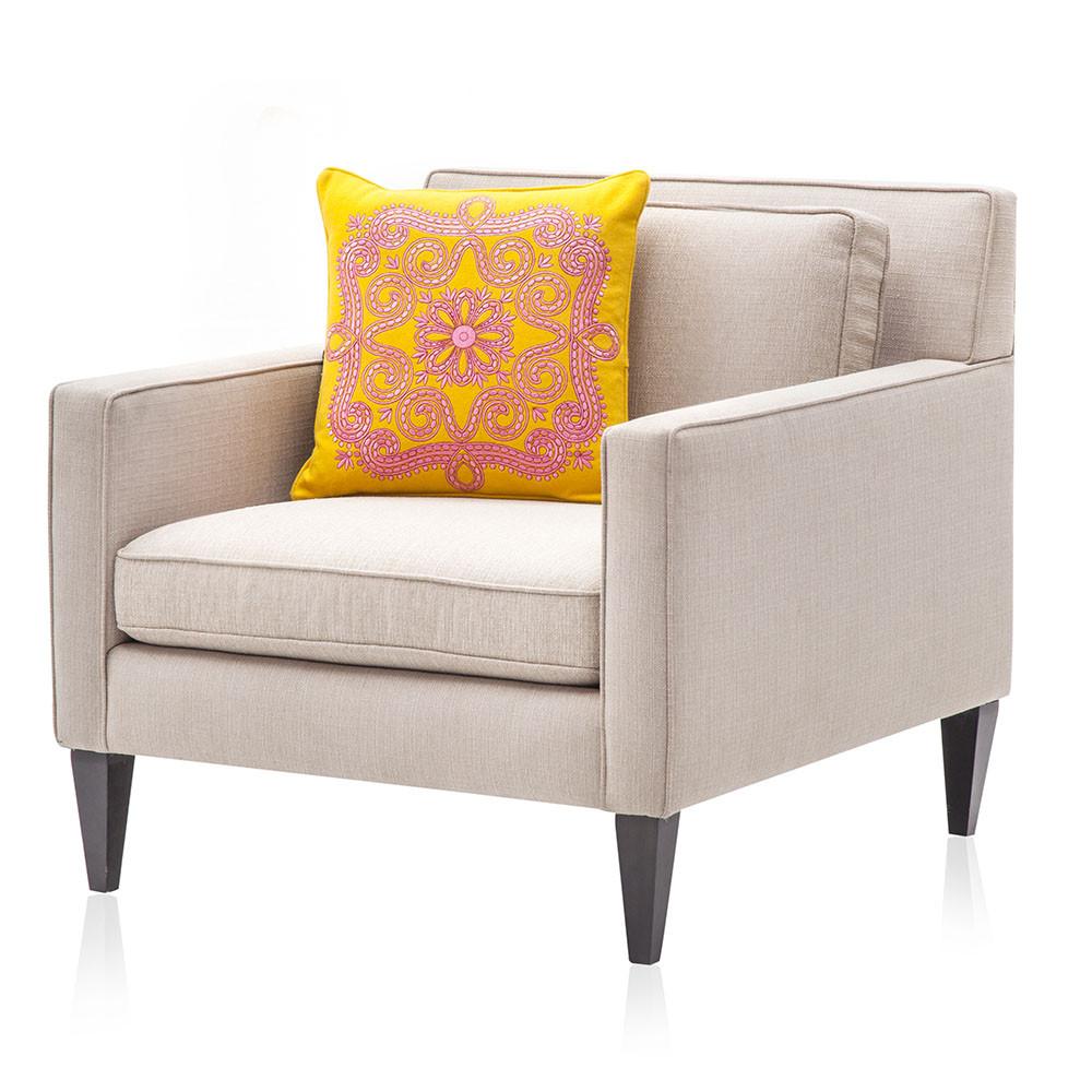 Yellow and Pink Embossed Square Pillow